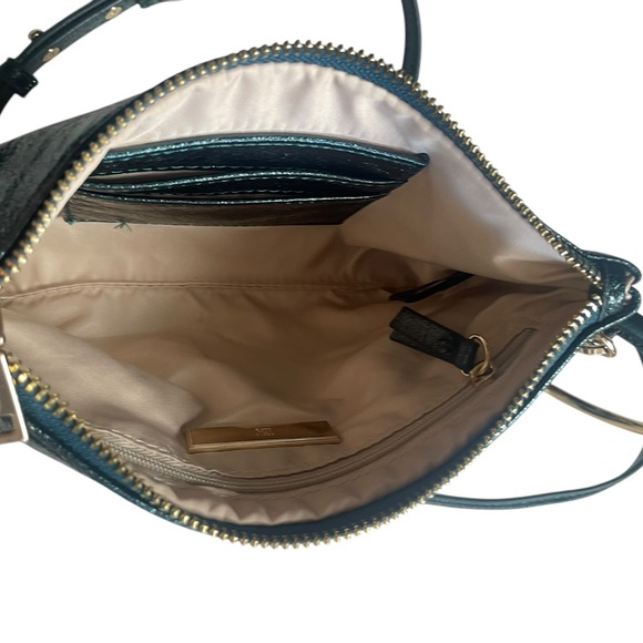 INC Charlii Bangle Handle Solid Faux-Leather Crossbody Bag Clutch Metallic Green - Picture 4 of 8